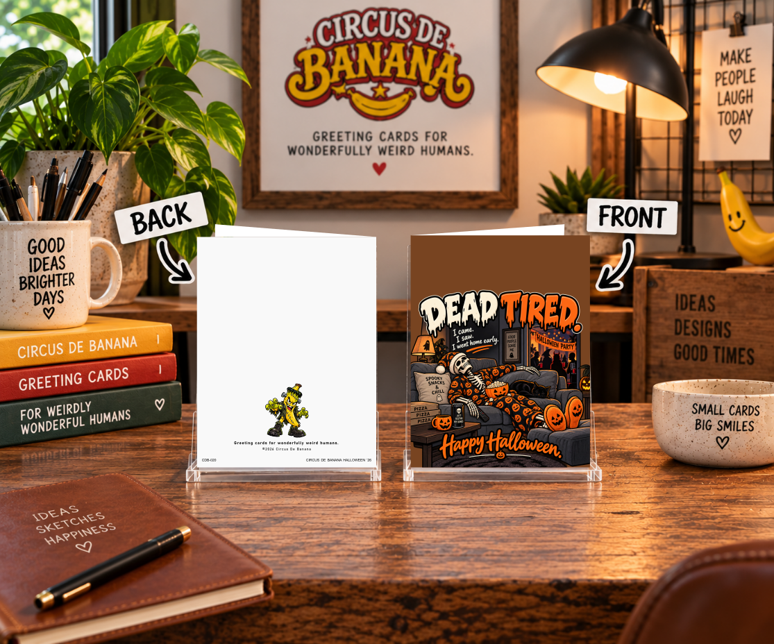 Dead Tired Funny Introvert Halloween Card