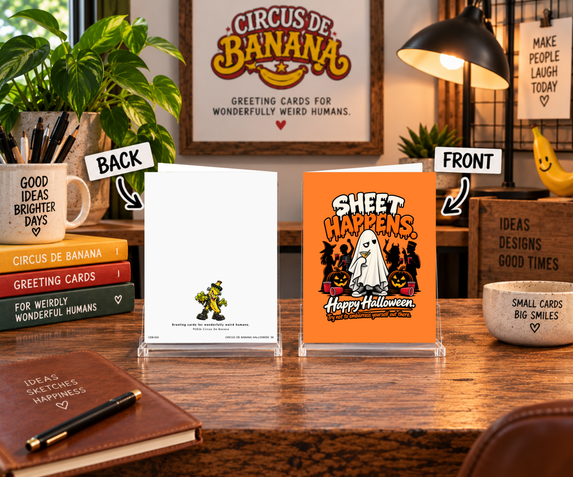 Sheet Happens Funny Ghost Halloween Card